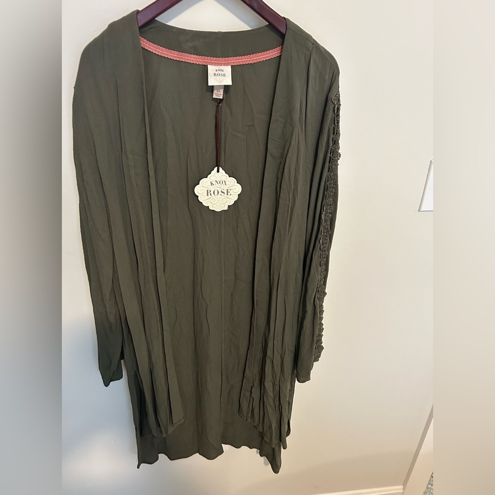 Target Knox Rose Army Green Embroidered Kimono - Picture 2 of 5